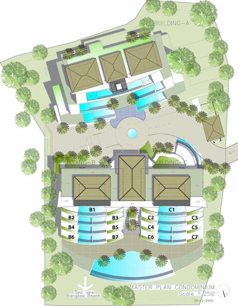 Andamaya Surin Bay masterplan showing Buildings A, B and C